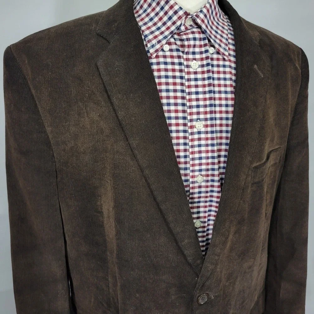 Pronto Uomo Men's Sport Coat Blazer Two Button Brown Corduroy‎ Cotton Sz 48XL